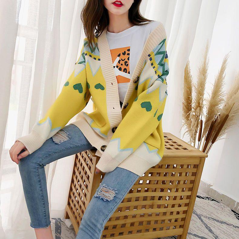 Knitted Cardigan Women's Autumn and Winter New Lazy Wind Loose Sweater Jacket