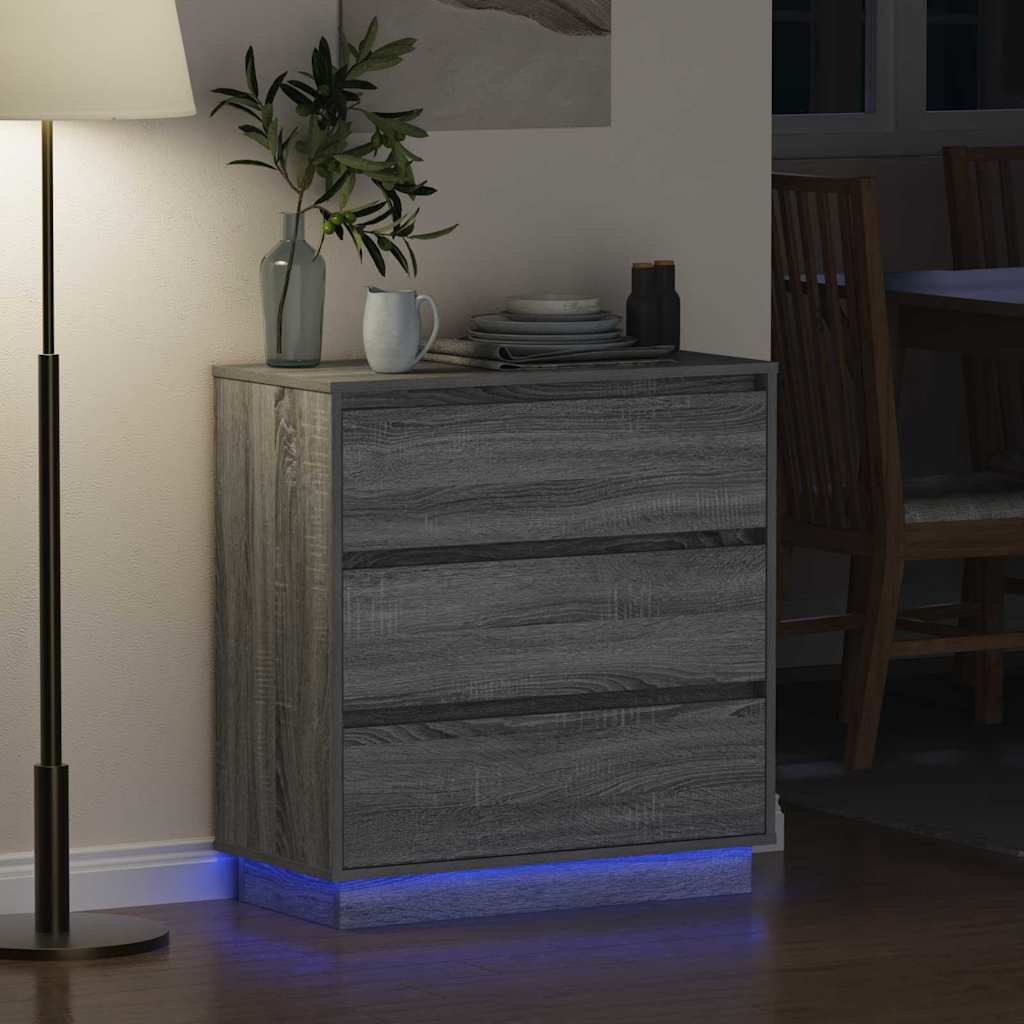 Nightstand with Drawers Gray 71 x 34.5 x 75 cm Engineered Wood