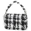 New Furla 1927 Collection Plaid Pearl Velvet Fabric Handbag Shoulder Bag Crossbody Bag Mini Women's White & Black BAFKACO-BX1025-P0100