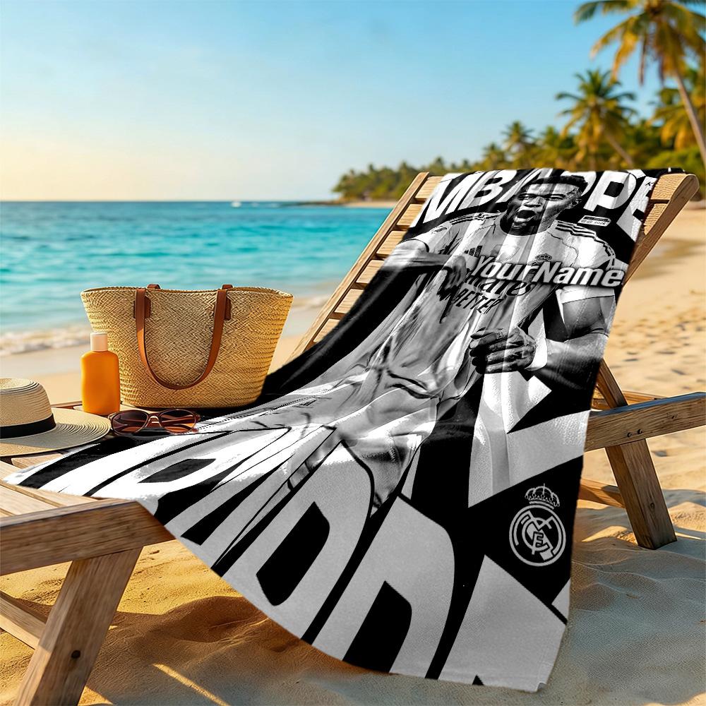 Asciugamano da Spiaggia Personalizzato con Testo Mbappé Microfibra Super Morbida Tessuto Asciugatura Rapida Ideale per Viaggi Esterni Piscina Surf Campeggio Escursionismo Palestra Regalo Vacanza