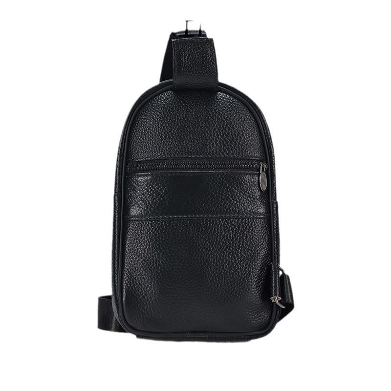First Layer Cowhide Men'S Breast Bag Outdoor Sports Chest Bag Men'S Business Leather Messenger Bag