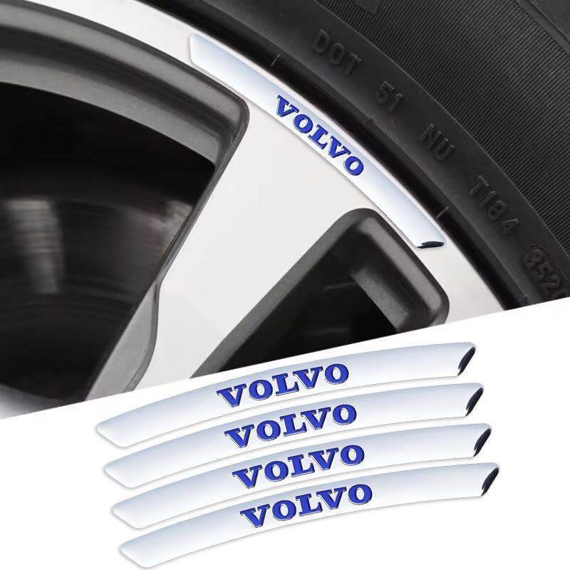 4 Stück Auto-Felgenaufkleber Auto-Reifenemblem Dekor Aufkleber Zubehör für Volvo S60 S80 S90 C30 XC40 XC60 XC70 XC90 V40 V60 V90