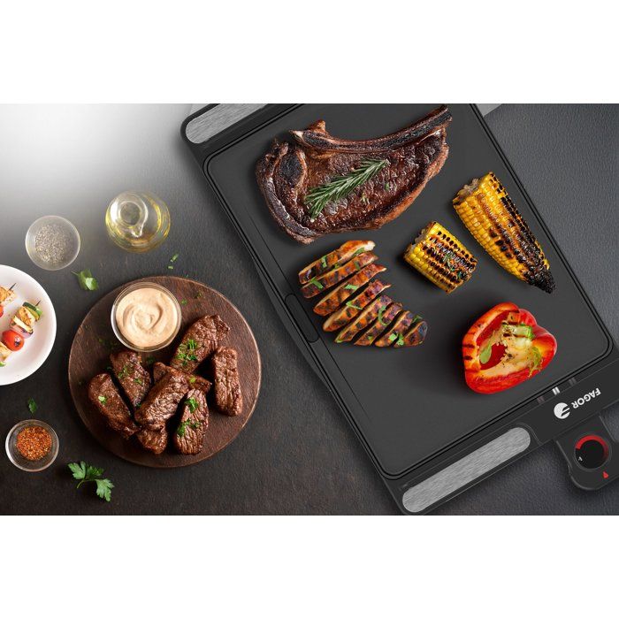 FAGOR Electric Griddle - FG0725 - 2000 W - Non-stick Plate - Adjustable Thermostat - Black