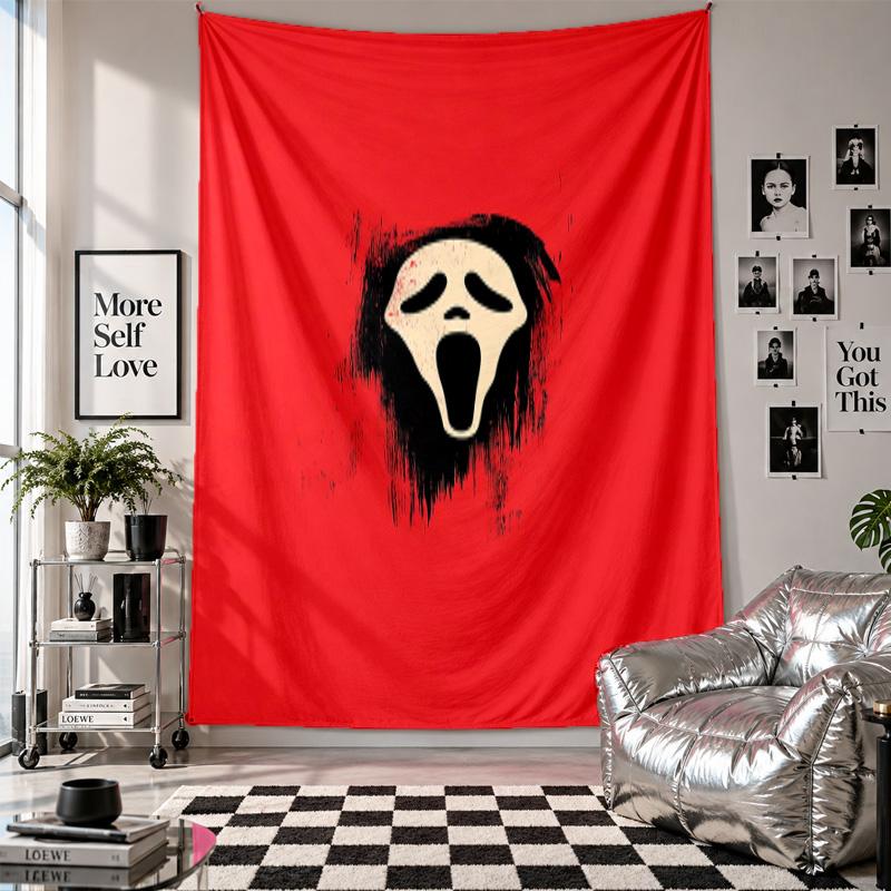 Wall TapestryScream Ghostface Art Hanging Cloth Decorative Background Cover for Room Decoration