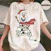 Frozen Olaf Santa Claus Lantern Tshirt Four Seasons New Style Unisex Casual Tshirt