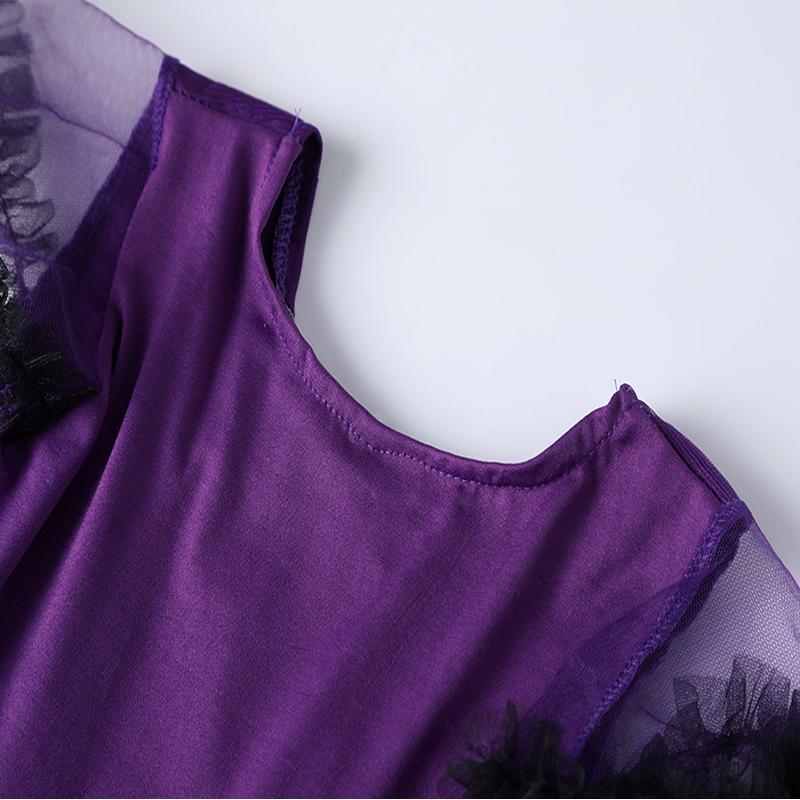 Non-Toxic Children Purple Bat Dress Kids Cosplay Vampire Demon Costume With Wing Headwear Halloween Carnivat Witch Role Play Clothes