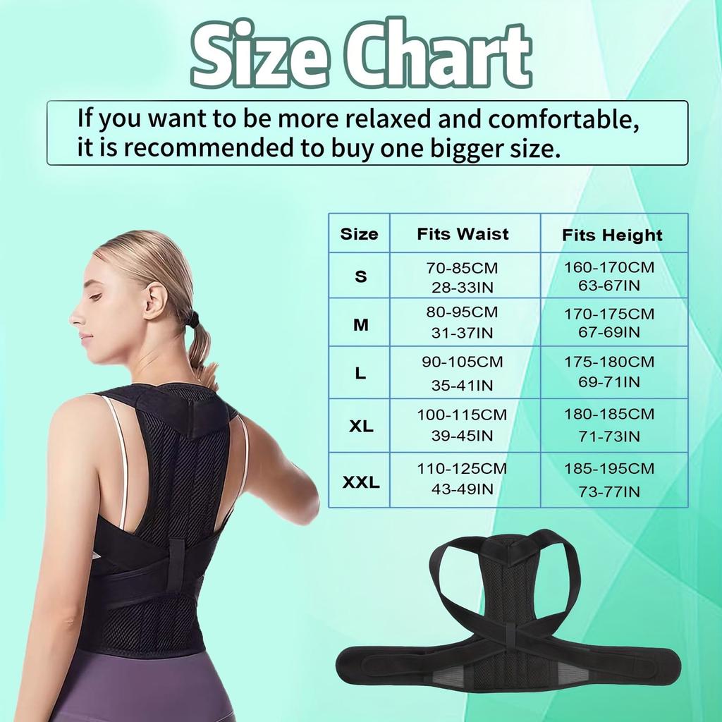 Posture Corrector for Men&Women-Lumbar, Pain Relief Back Brace-Black Medium