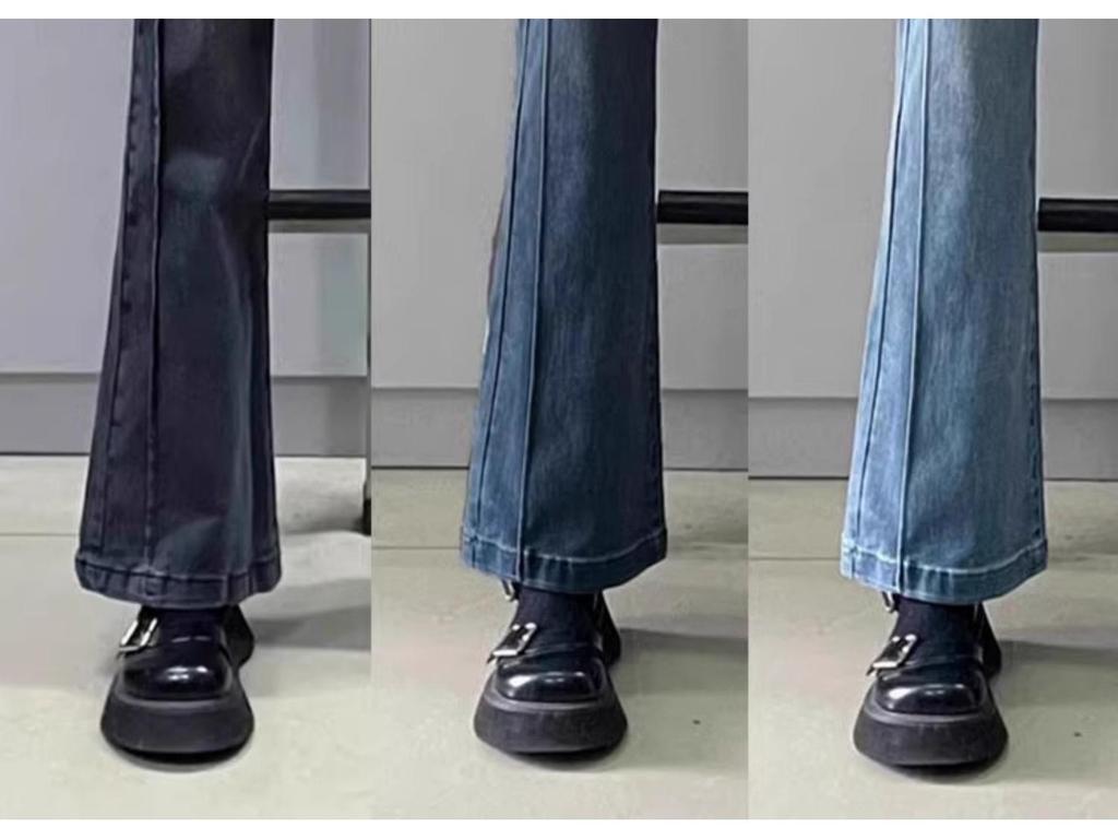 High-Waisted Elastic Flared Jeans for Women - Plus Size, Hip-Covering, Slimming, Ideal for Autumn