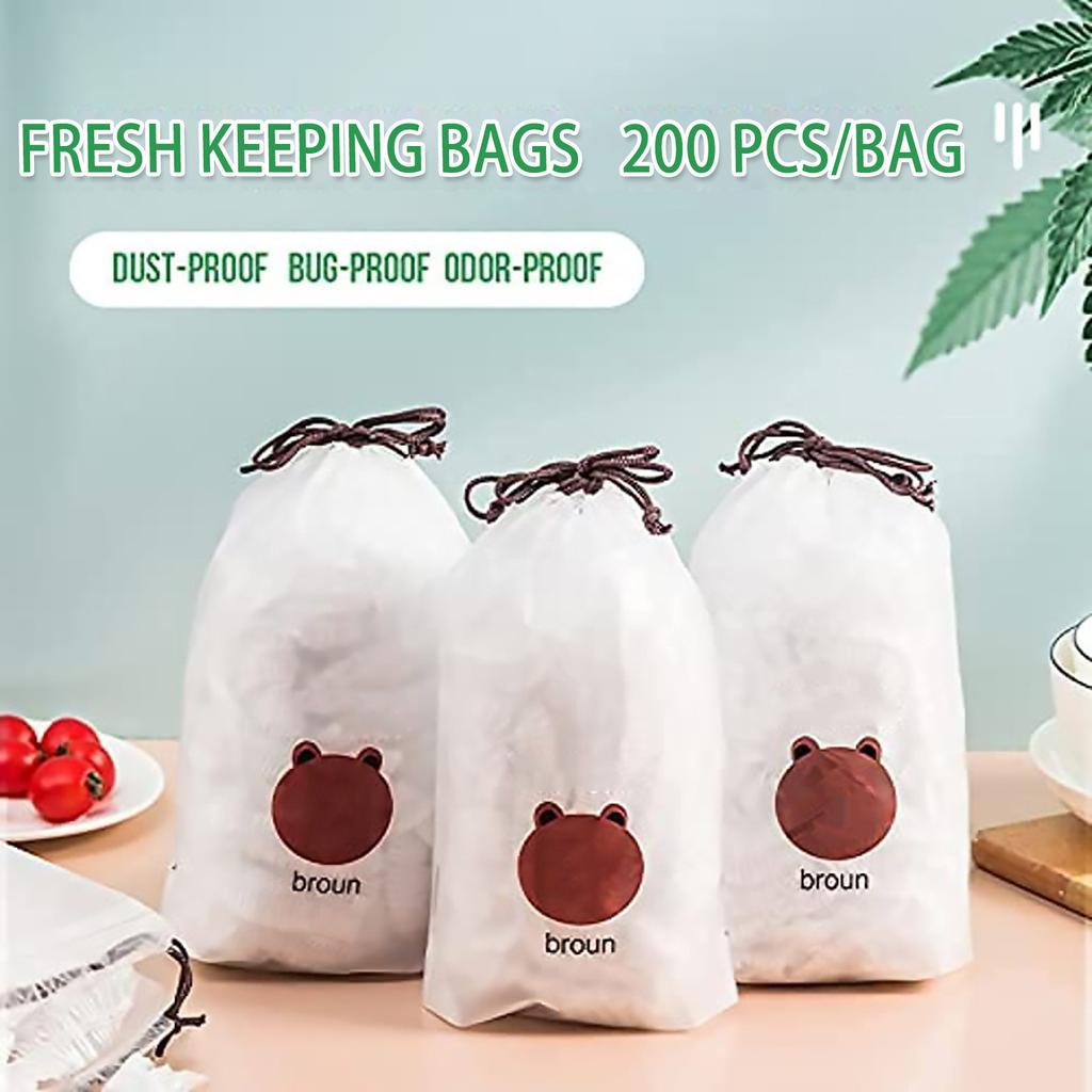 Universal Fresh Storage Bags, Stretch Plastic Food Covers For Meal (200 Pc)