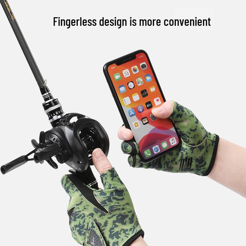 Spring & Summer Breathable Sun Protection Fishing Gloves - Anti-slip, Three-Fingerless, Thin Ice Silk, Wear-resistant Outdoor Angling Gloves