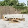 Vidaxl 6-Cz. Gartenmöbel-Set, Cremefarbene Kissen, Bambus