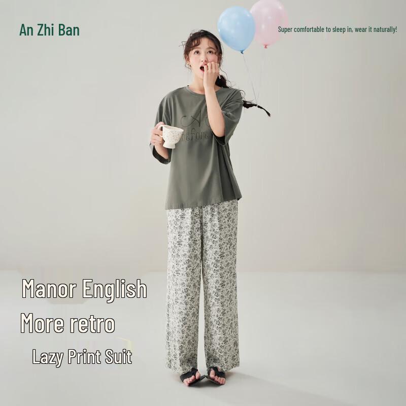 Women s Retro Print Cotton Loungewear Set M