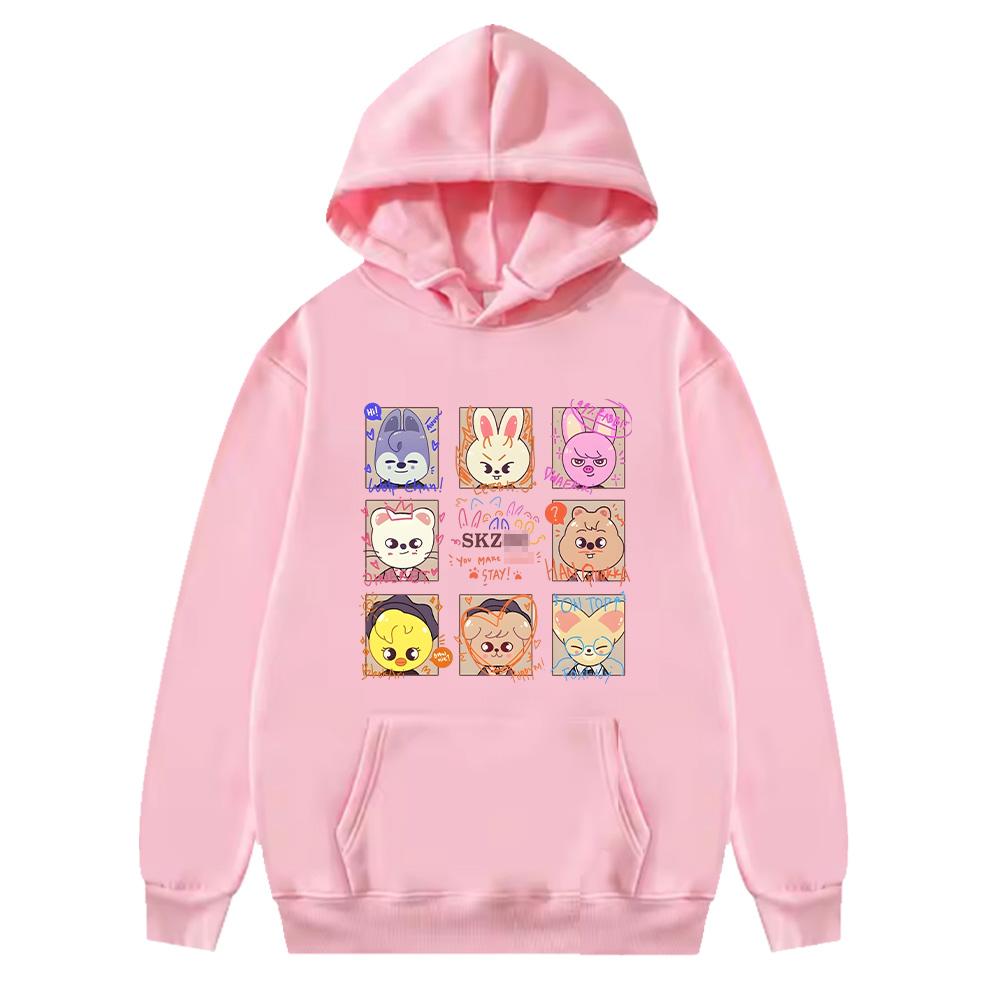 KPOP SKZ Hoodies NEW Album 5-Star Pullovers Women Men Autumn Winter Long Sleeve Sweatshirt Kawaii Cartoon Print Casual Y2K Hoody