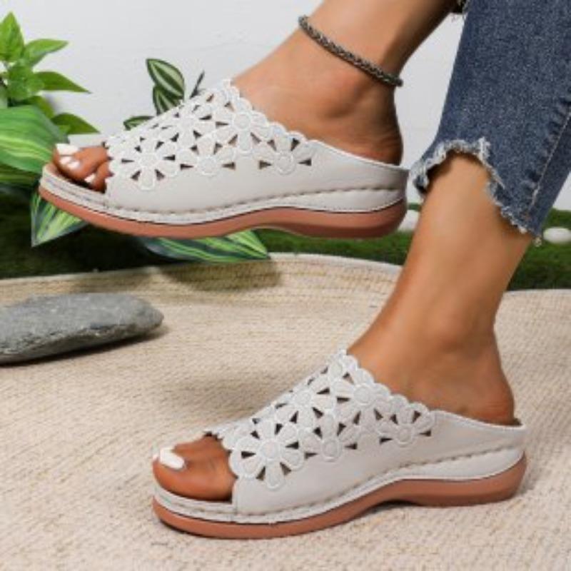 Neue Damenschuhe mit einem großen Keilabsatz, Sandalen mit dicker Sohle und einem ausgeschnittenen One-Shoulder-Slipper