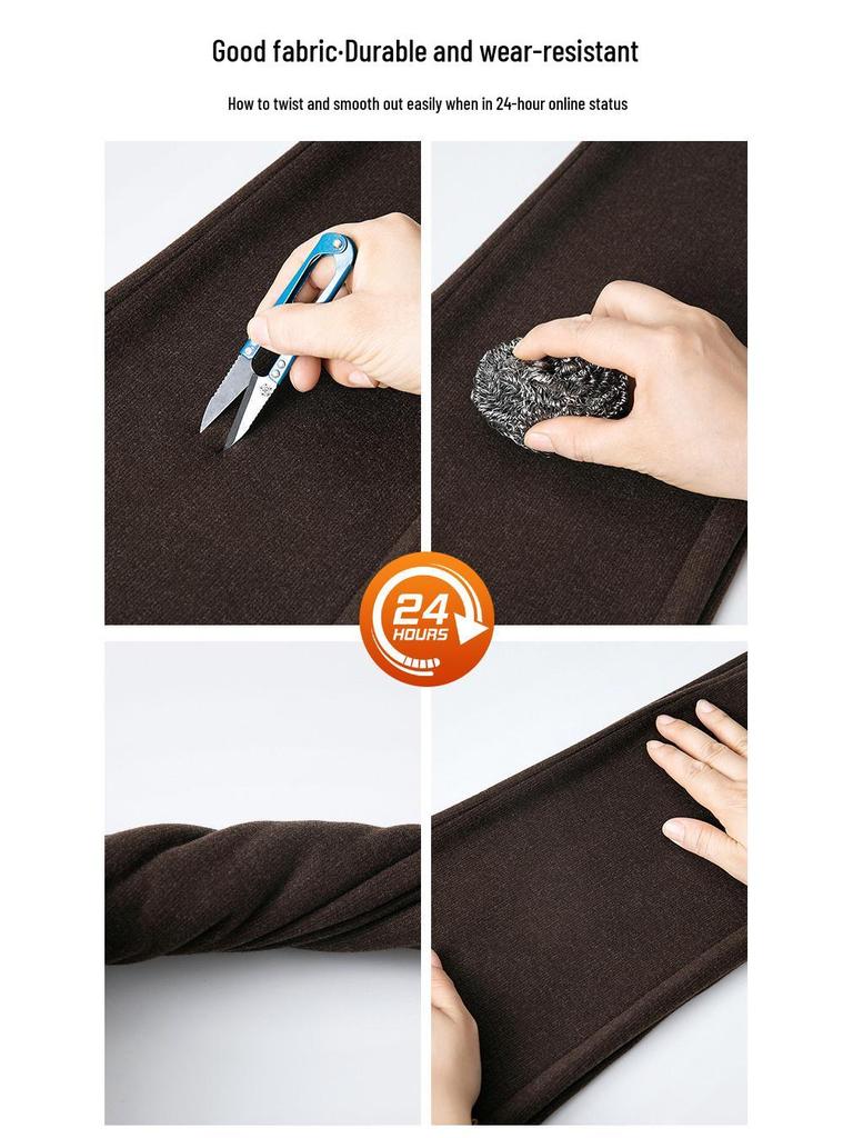 Damen Fleecegefütterte Baguette-Hose: Lässig, Elastischer hoher Bund, Übergröße, Warmes gerades Bein für Herbst/Winter