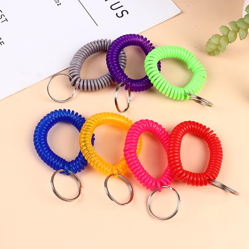 10Pcs Multipurpose Stretchable Wristband Keychain Spring Flexible Spiral Elastic Band Bracelet Key Holder Ring For Sauna Gym Outdoor Sports Hair Rings