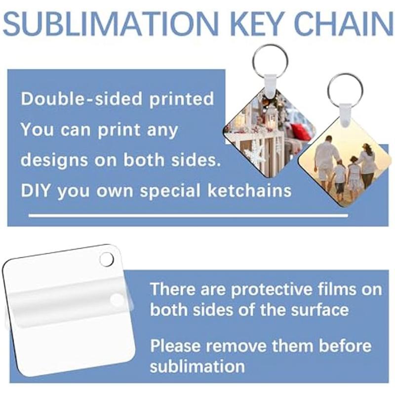 M-Modern-240Pcs Sublimation Keychain Blanks Double Sides 80 MDF Sublimation Keychains Blank With 160 Rings And Clips