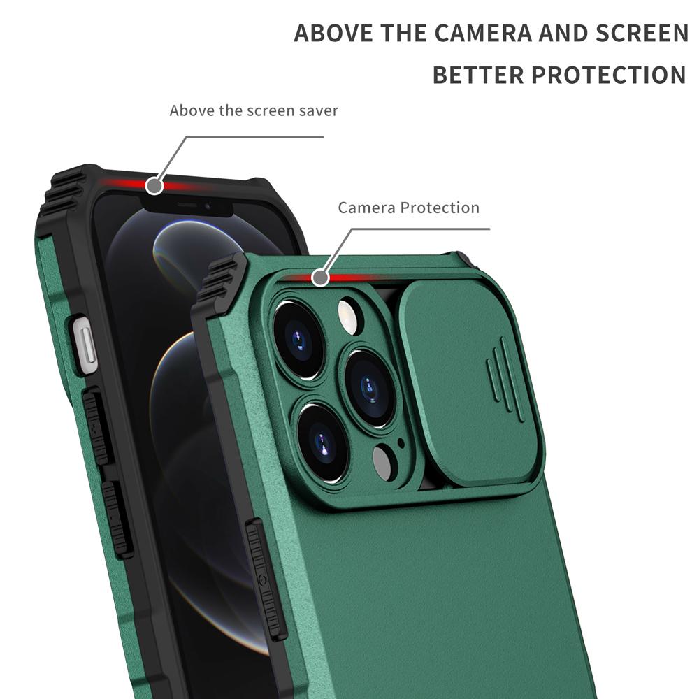 Armor Shockproof Slide Lens Camera Case for Iphone 14 Plus 14 13 12 11 Pro Max XS XR Kickstand Holder Cover Hard Shell