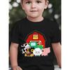 Boys Farm Animals & Tractor Print Crewneck All Season Casual Short Sleeve T-Shirt