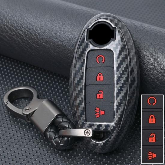 Carbon Fiber Car Key Fob Cover Remote Case 4 Buttons  For Nissan Altima Maxima