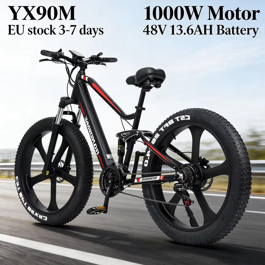 Neuer YX90M 1000W Motor 48V 13,6AH Akku 26 Zoll Magnesiumlegierung Einrad Fatbike Elektrisches Mountainbike