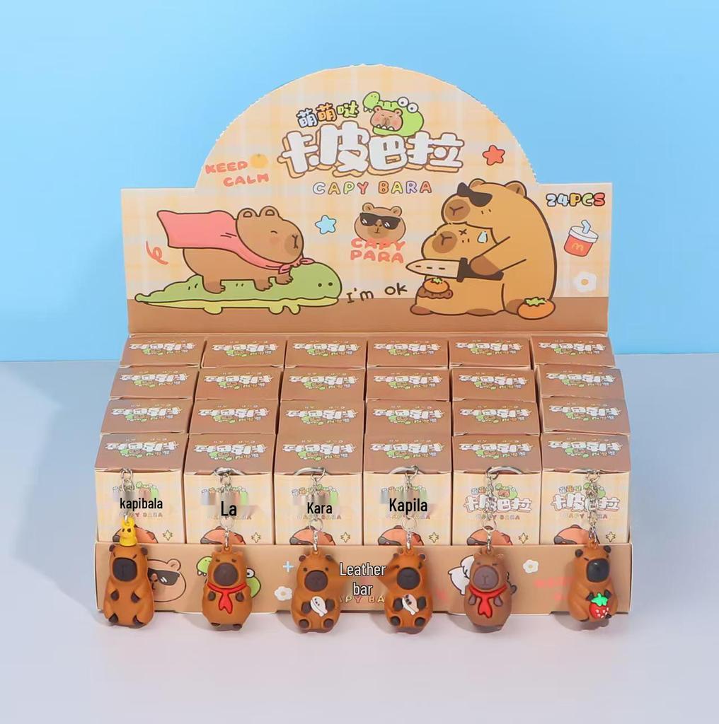 Capybara Cartoon Keychain: Cute Blind Box Figurine, Perfect for School Rewards or Small Gifts.