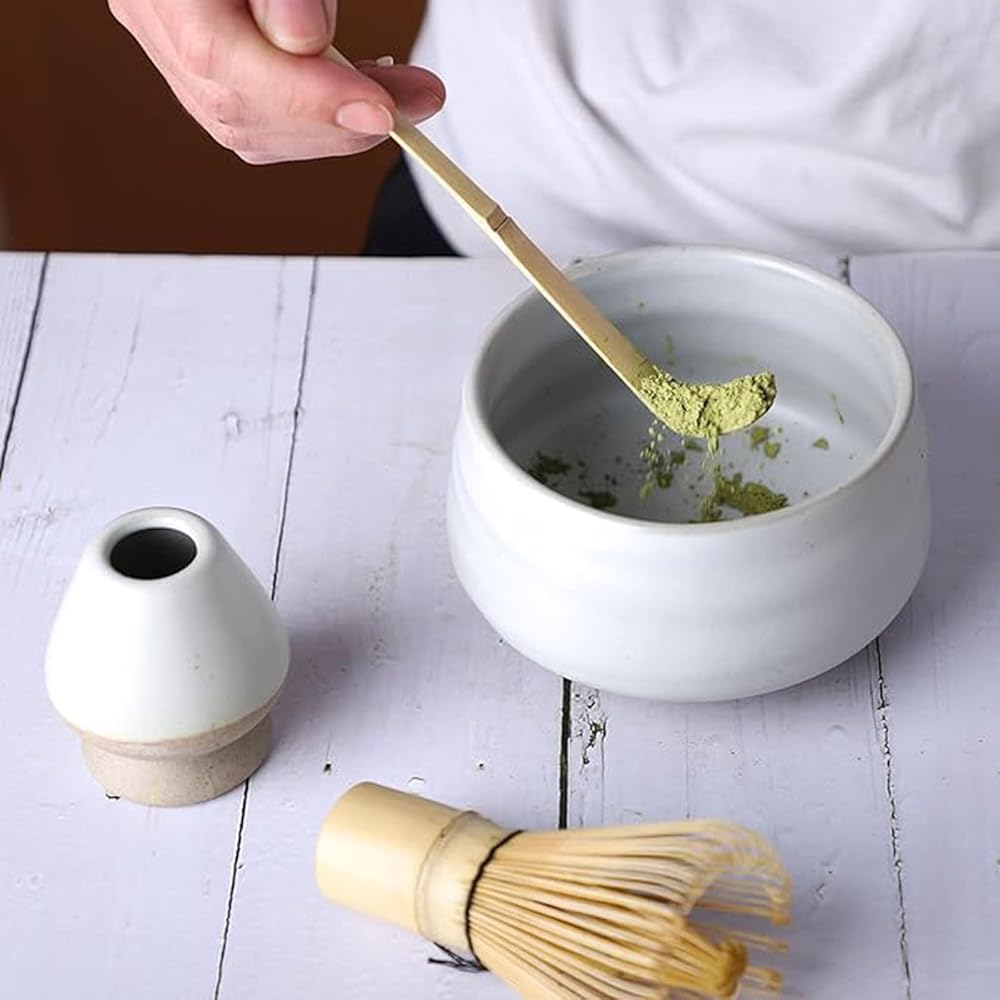 Matcha 7-Piece Set Traditional Japanese Tea Ceremony Accessories Chawan Chasen Chashaku Whisk White