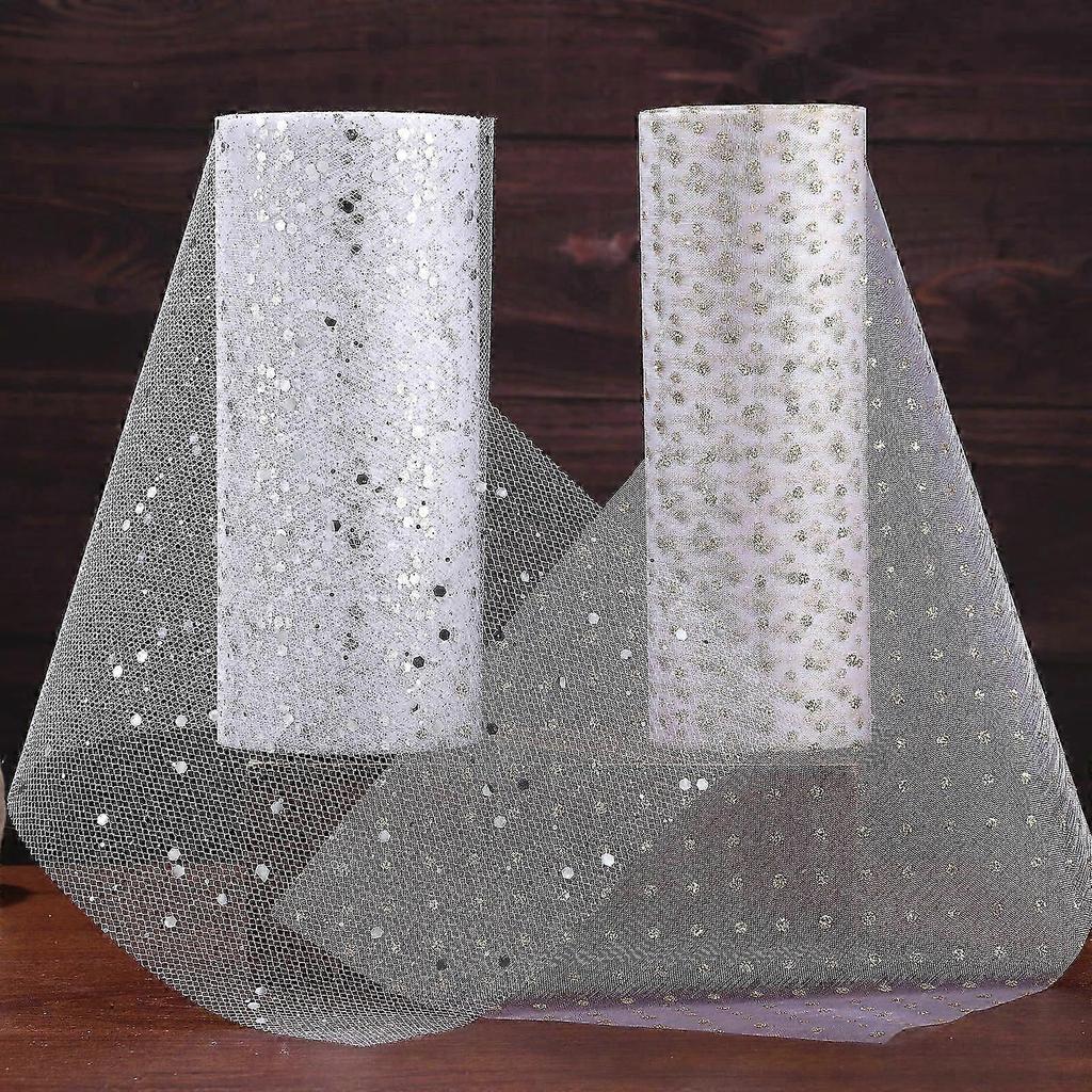 Glitter Tulle Fabric Decorative Organza for Wedding Table Decoration 6 Rolls