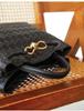 Retro-Tragetasche aus echtem Leder mit Metallknoten – Umhängetasche mit großem Fassungsvermögen