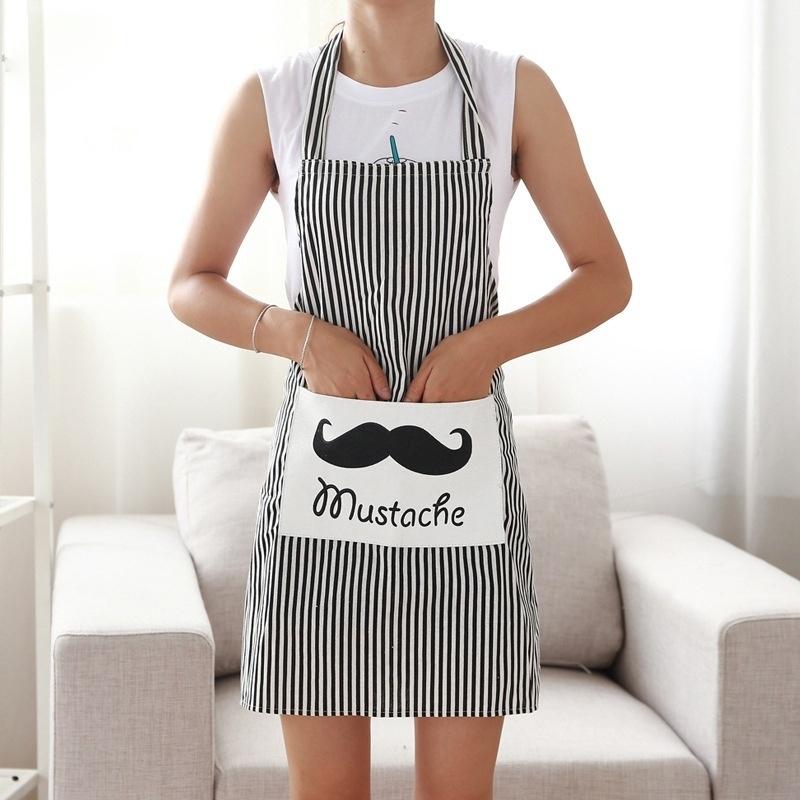 Useful  Adult Stripe Bib Apron With  Pockets Chef Waiter Kitchen Cook красный