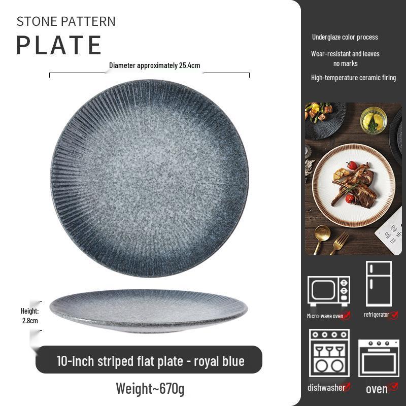 Japanese Ceramic Retro Dining Plate for Pasta, Steak, and Desserts