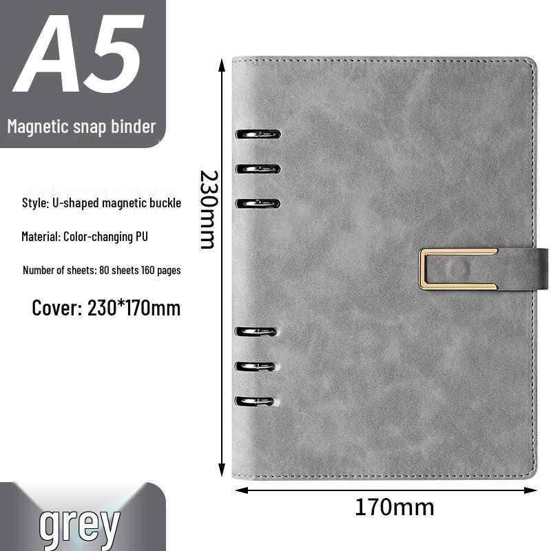 A5 Ring Binder Notebook with Custom Iron Clip, Removable Notepad, and Stylish Cover for Business or Office.
