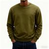 European Classic 2025 Solid Color Men's Loose Hoodie - Simple Round Neck, Autumn/Winter Long Sleeve T-Shirt