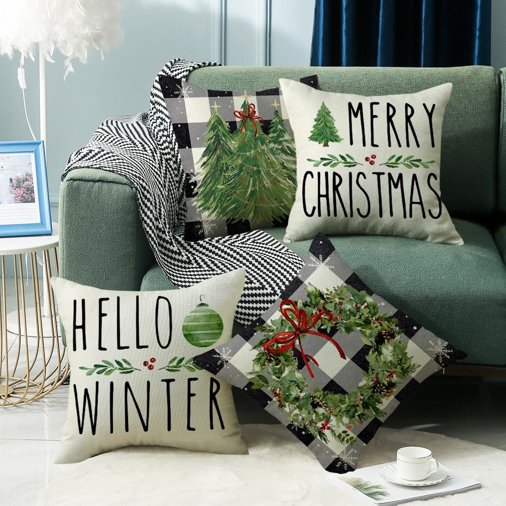 New Christmas Tree Elements, Garland Elements, Living Room Sofa Decoration, Warm Atmosphere, Letter Print Cushions