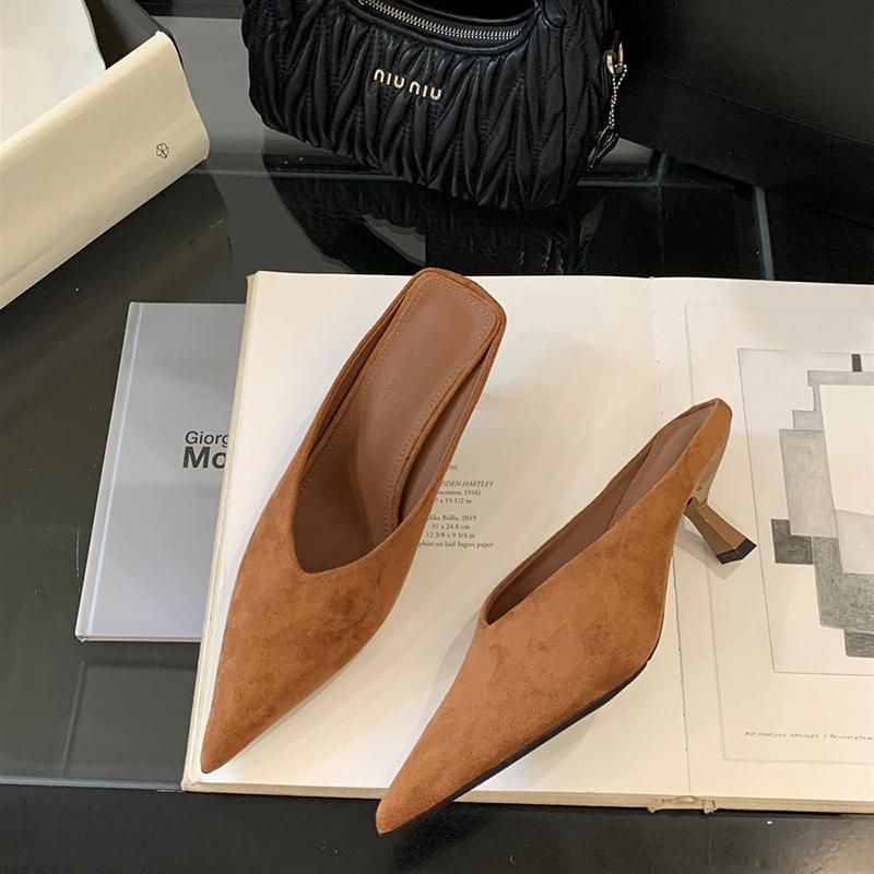 Fashion New Shallow Slingbacks Women Pumps Slipper Street Style Pointed Toe Party Mules Female Shoes