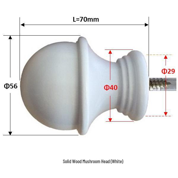 Solid Wood Curtain Rod and Track Accessories: Single/Double Bracket, Base, Decorative Head