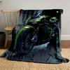 Green Reptile-scale Pattern with Glowing Accents On a Sporty Motorcycle. for All Seasons Blanket Lunch Break Throw Gift