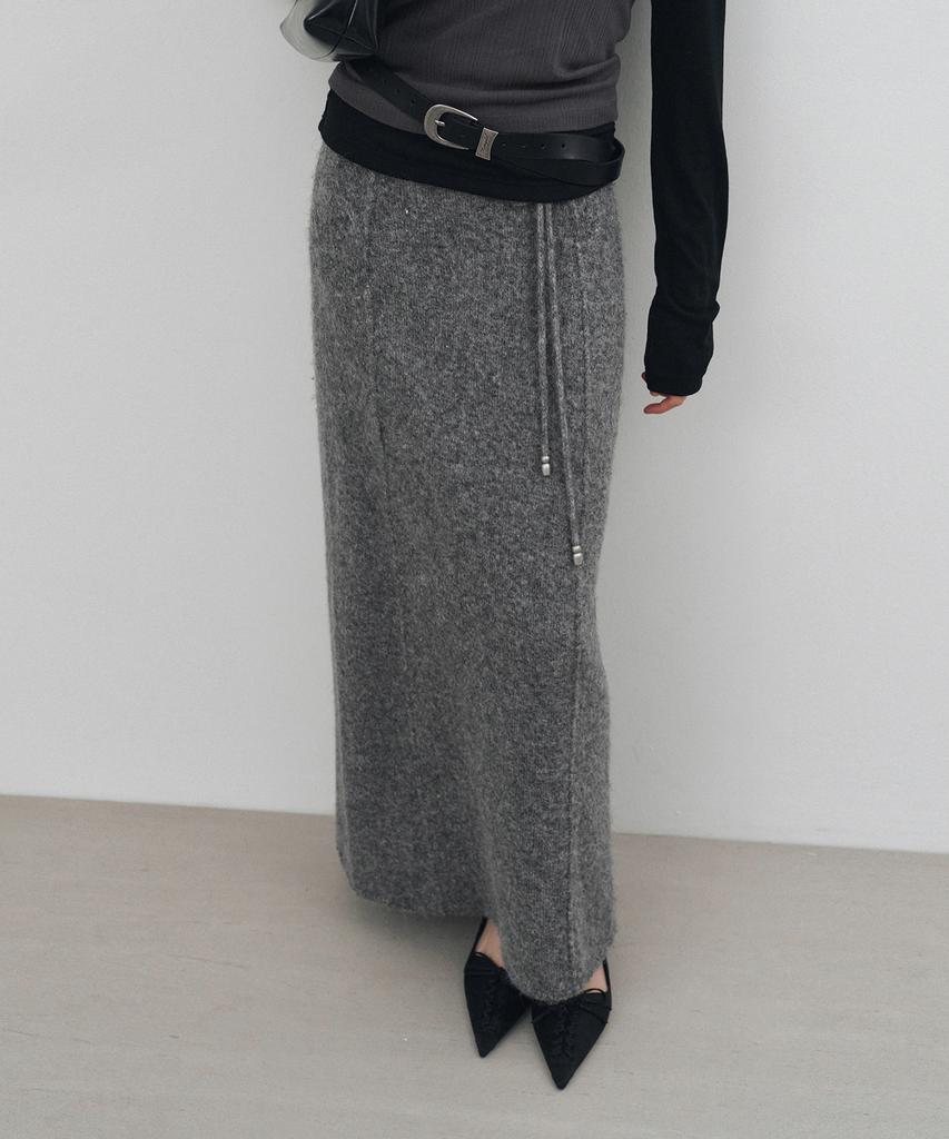 Mongdol Strap Maxi Wool Knit Skirt Grey Mdsk024Gray