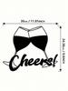 PC Metal Wine Wall Art Cheers Sign, Modern Black Glass Sculpture for Kitchen Bar Home Decor