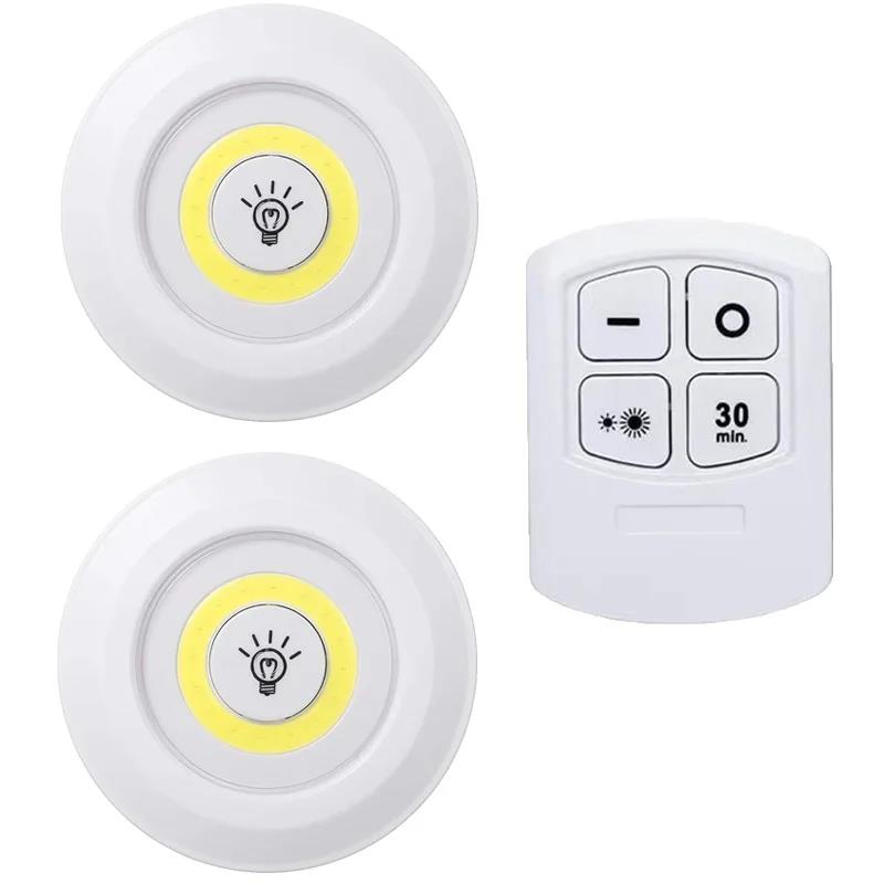 Smart Wireless LED Night Light Dimming Lights Touch Lamp Round with Remote Control for Indoor Kitchen Furniture Cabinet Wardrobe