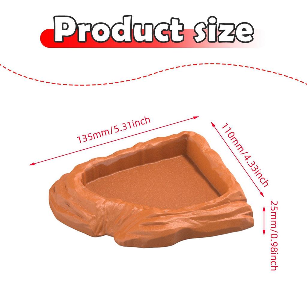 Reptile Water Dish Corner Turtle Water Bowl Realistic Stone Texture Space Saving