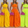 Completo da Donna 2 Pezzi Sexy Colore Unito Manica a Volant Crop Top Vita Alta Gonna Lunga a Strati Svolazzante Elegante Tuta da Vacanza da Spiaggia