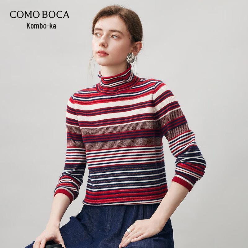 

Women s Striped High-Neck Cashmere Sweater L