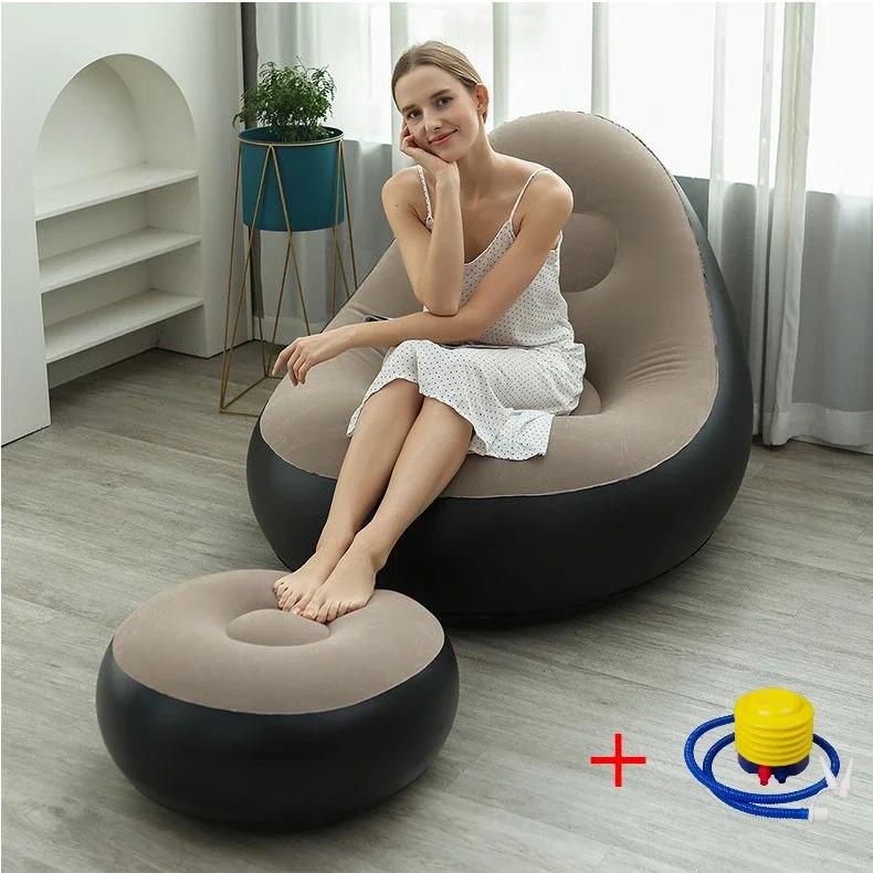 

Диваны-кровати Lazy Couch, надувной складной диван-кровать для улицы со стременами, удобный комбинированный диван-кресло из бархата с флокированным узором