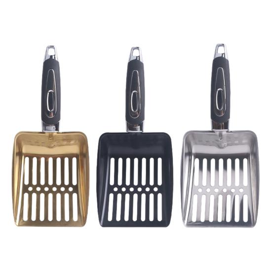 Cat Litter Scoop with Ergonomic Long Handle Stainless Steel Deep Shovel Slotted Litter Scooper Non-stick Poop Sifting Shovel Sifter Pet Supplies