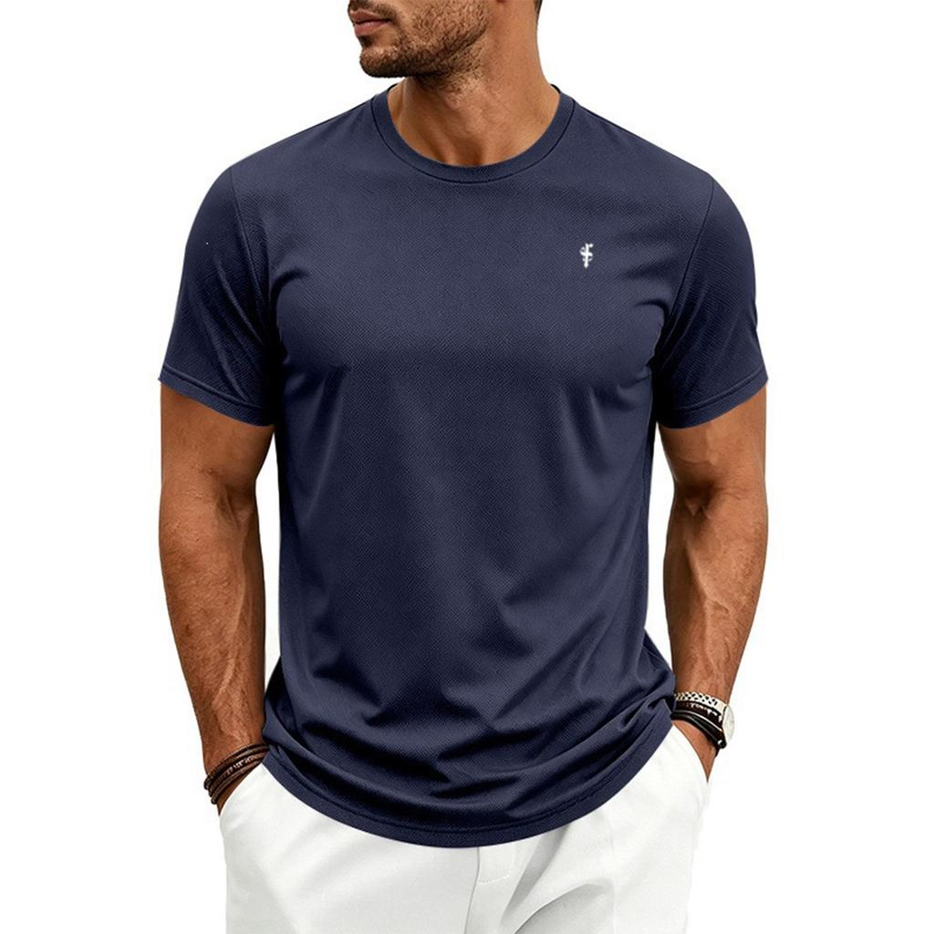 Men's Quick Dry Plus Size Athletic T Shirt with Music Note Print Crew Neck Short Sleeve Lightweight Top