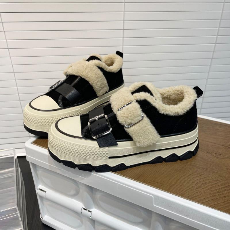 Leather Platform Velvet Women's Shoes Winter New Low-top Wool Wool Shoes Fashion Casual Board Shoes Cotton Shoes