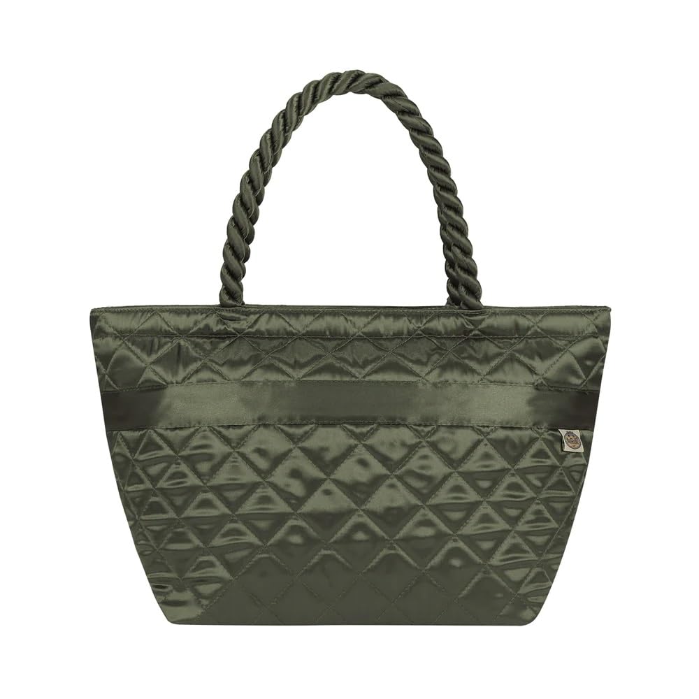 Naraya Ribbon Bag, Boat Shape, Small (Green Gray)