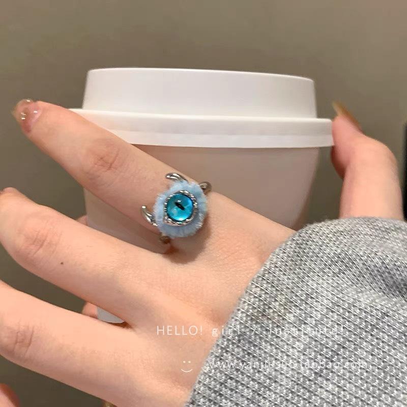 Morsom Liten Monsterring Store Øyne Pølsemunn Pekefingerring Søt Kul Tegneserie Søt Kjæreste Parring Smykker