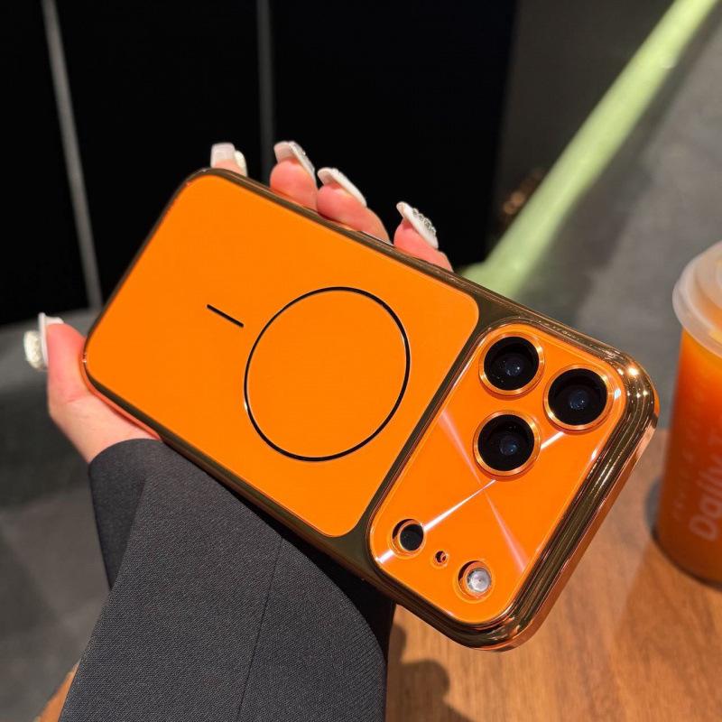 Compatible with iPhone 17 Pro Max: Plated Phone Case, Large Window, Laser Magnetic, Protective for Apple 16/15 Pro.